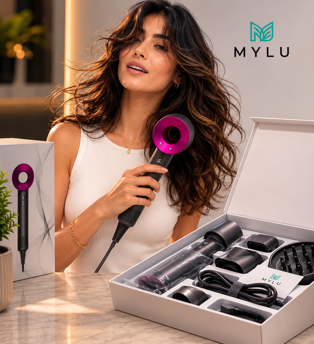 Secador iónico tipo dyson con accesorios